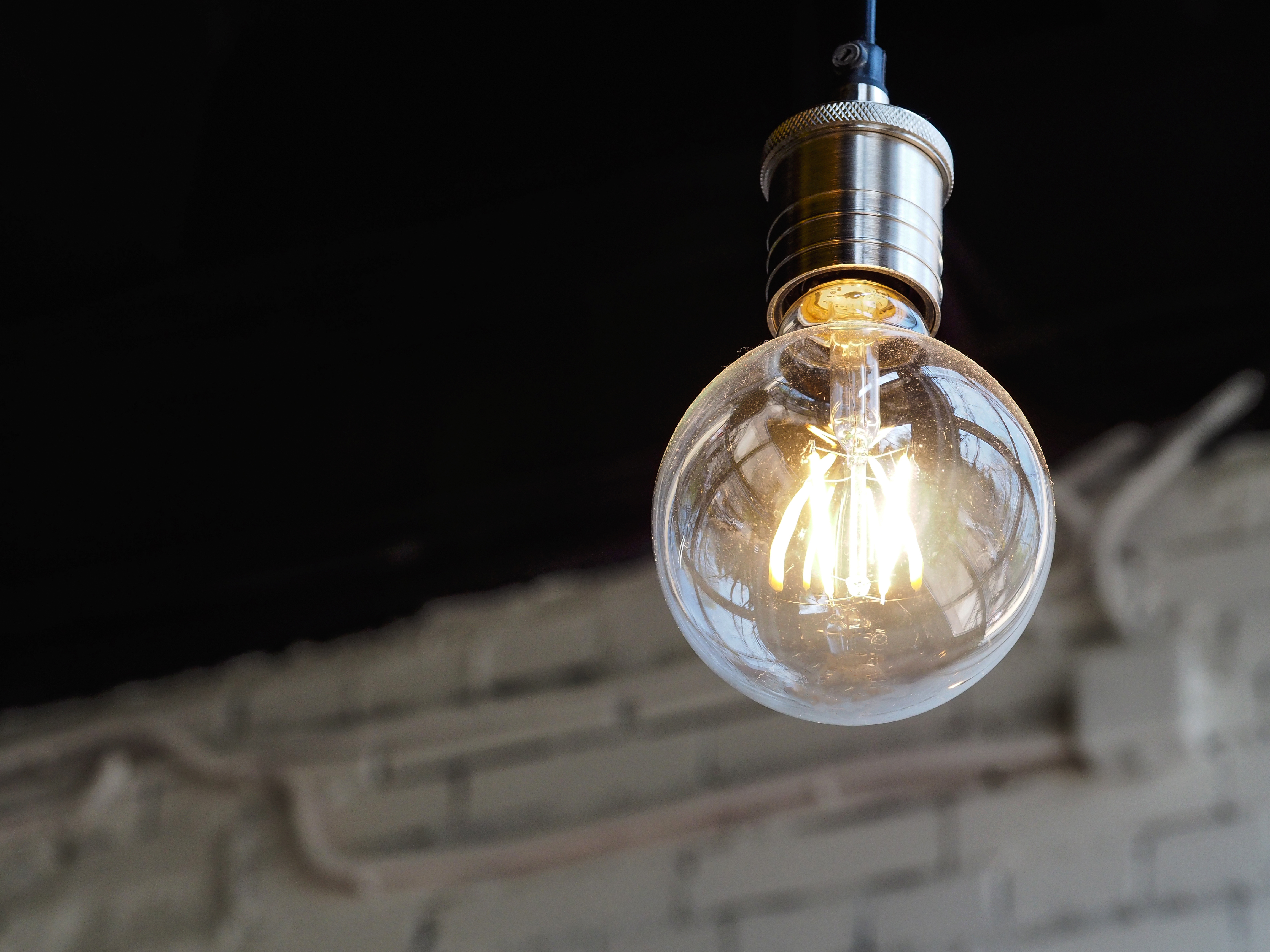 Incandescent lamp on a black background