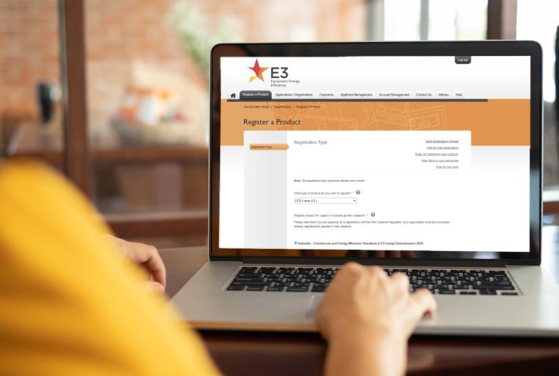 Person starting the LED lamp registration form